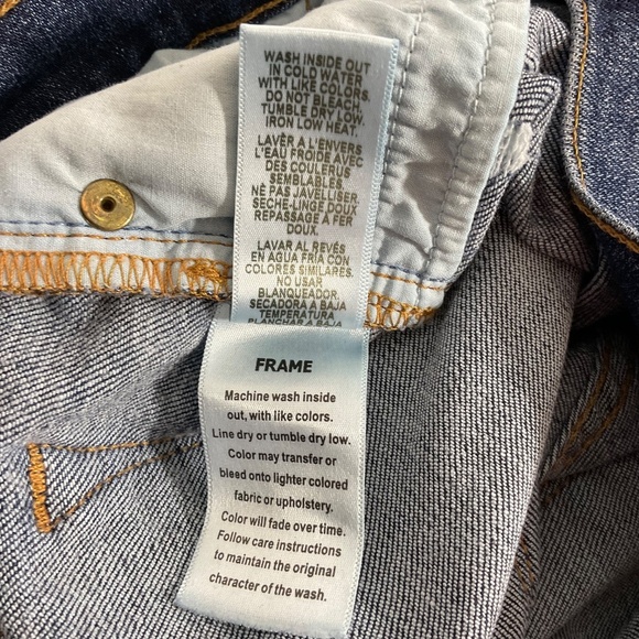 FRAME Le Skinny de Jeanne Women’s Skinny Jeans Size 28 Dark Wash Distressed Raw - Picture 9 of 9